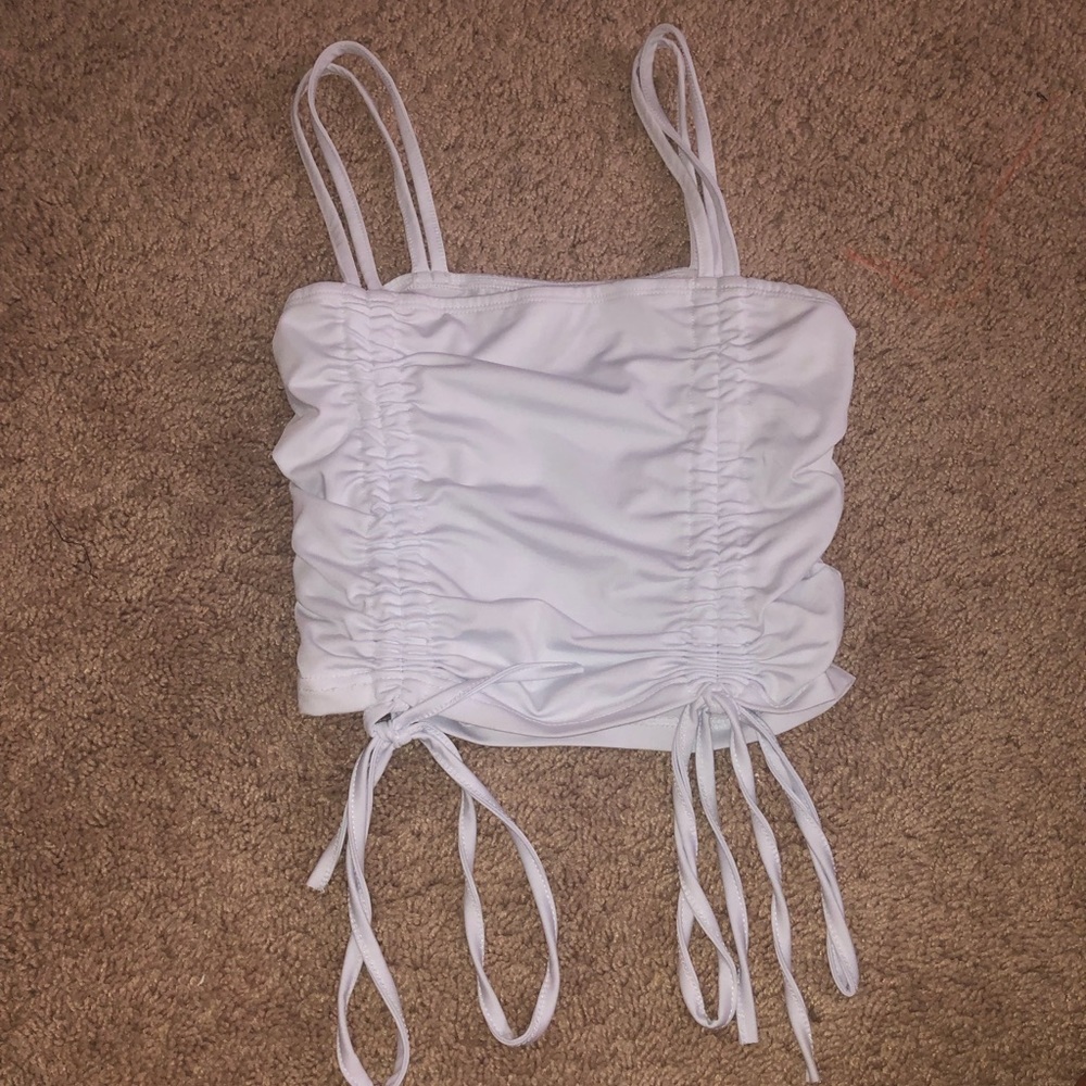 Square cropped white tank top
